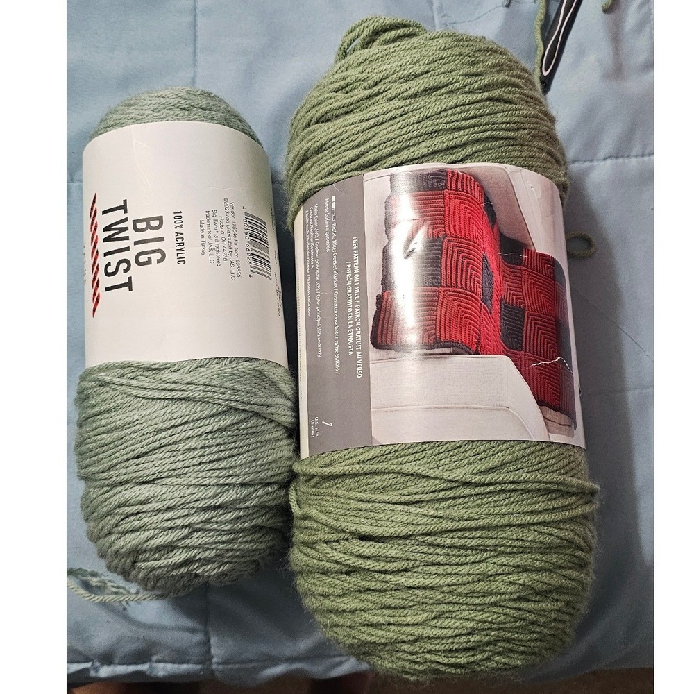 Big Twist Value Yarn Bundle Sage 6oz and Succulent 16oz Green Acrylic Lot